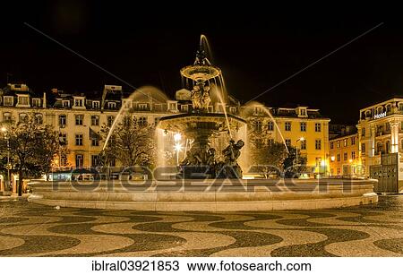 "Fountain, Rossio Square or Praca de D. Pedro IV, at night, Lisbon, Portugal, Europe" View Large Photo Image Stock Image - "Fountain, Rossio Square or Praca de D. Pedro IV, at night, Lisbon, Portugal, Europe". Fotosearch