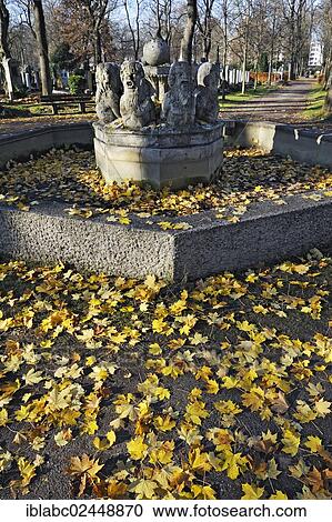 "Fountain with autumn leaves, Ostfriedhof, East Cemetery, Munich, Bavaria, Germany, Europe" View Large Photo Image Stock Image - "Fountain with autumn leaves, Ostfriedhof, East Cemetery, Munich, Bavaria, Germany, Europe". Fotosearch