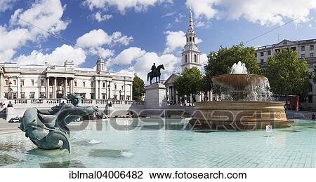 "Fountain with equestrian statue of George IV and views of the National Gallery and Church of St Martin-in-the-Fields, Trafalgar Square, London, England, United Kingdom, Europe" View Large Photo Image Stock Image - "Fountain with equestrian statue of George IV and views of the National Gallery and Church of St Martin-in-the-Fields, Trafalgar Square, London, England, United Kingdom, Europe". Fotosearch