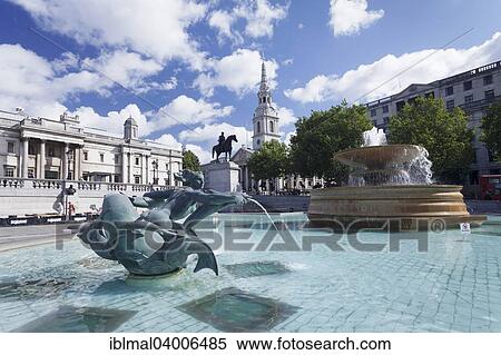"Fountain with equestrian statue of George IV and views of the National Gallery and Church of St Martin-in-the-Fields, Trafalgar Square, London, England, United Kingdom, Europe" View Large Photo Image Stock Photography - "Fountain with equestrian statue of George IV and views of the National Gallery and Church of St Martin-in-the-Fields, Trafalgar Square, London, England, United Kingdom, Europe". Fotosearch