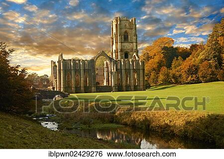 "Fountains Abbey, ruined Cistercian monastery, founded in 1132, and Studley Royal water gardens, UNESCO World Heritage Site, near Ripon, North Yorkshire, England, United Kingdom, Europe" View Large Photo Image Stock Photograph - "Fountains Abbey, ruined Cistercian monastery, founded in 1132, and Studley Royal water gardens, UNESCO World Heritage Site, near Ripon, North Yorkshire, England, United Kingdom, Europe". Fotosearch