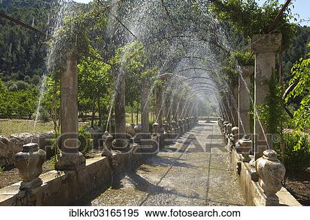 Stock Photography - "Fountains in the Jardines de Alfabia, Majorca, Balearic Islands, Spain, Europe". Fotosearch