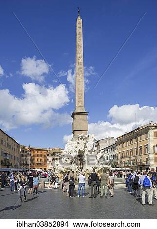 "Fountains of the Four Rivers or Fontana dei Quattro Fiumi in Piazza Navona, Rome, Lazio, Italy, Europe" View Large Photo Image Picture - "Fountains of the Four Rivers or Fontana dei Quattro Fiumi in Piazza Navona, Rome, Lazio, Italy, Europe". Fotosearch