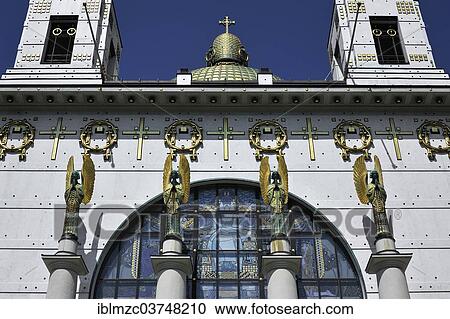 "Four Archangels above the main portal of the Church of St. Leopold at Steinhof Psychiatric Hospital, built 1904-1907, designed by Otto Wagner, important building of the Viennesse Art Nouveau, Vienna, Vienna State, Austria, Europe" View Large Photo Image Stock Image - "Four Archangels above the main portal of the Church of St. Leopold at Steinhof Psychiatric Hospital, built 1904-1907, designed by Otto Wagner, important building of the Viennesse Art Nouveau, Vienna, Vienna State, Austria, Europe". Fotosearch