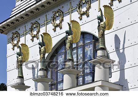 "Four Archangels above the main portal of the Church of St. Leopold at Steinhof Psychiatric Hospital, built 1904-1907, designed by Otto Wagner, important building of the Viennesse Art Nouveau, Vienna, Vienna State, Austria, Europe" View Large Photo Image Stock Photograph - "Four Archangels above the main portal of the Church of St. Leopold at Steinhof Psychiatric Hospital, built 1904-1907, designed by Otto Wagner, important building of the Viennesse Art Nouveau, Vienna, Vienna State, Austria, Europe". Fotosearch
