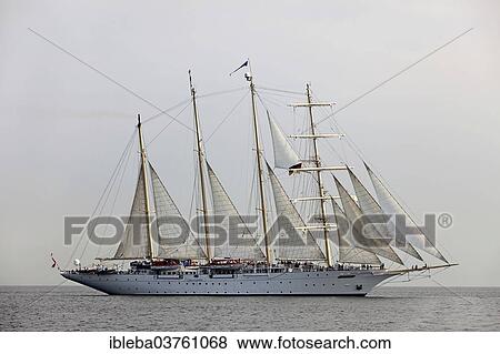 "Four-masted sailing ship Star Flyer at the Hanse Sail 2013, Baltic Sea near the entrance to the port, Warnemunde, Rostock, Mecklenburg-Western Pomerania, Germany, Europe" View Large Photo Image Stock Photo - "Four-masted sailing ship Star Flyer at the Hanse Sail 2013, Baltic Sea near the entrance to the port, Warnemunde, Rostock, Mecklenburg-Western Pomerania, Germany, Europe". Fotosearch