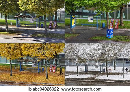 "Four seasons, bus stop, Munich, Upper Bavaria, Bavaria, Germany, Europe" View Large Photo Image Stock Image - "Four seasons, bus stop, Munich, Upper Bavaria, Bavaria, Germany, Europe". Fotosearch