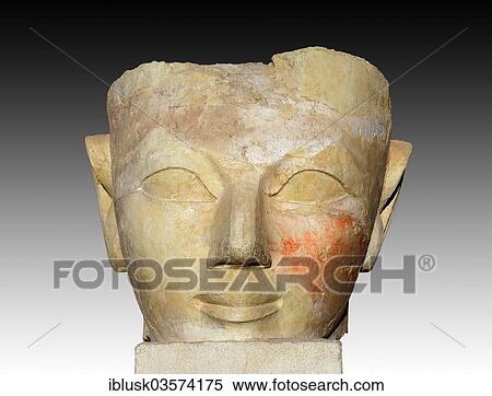 Stock Photography - "Fragment of an Osiris statue at Hatshepsut's Temple, Deir el-Bahari, Luxor, Luxor Governorate, Egypt, Africa". Fotosearch