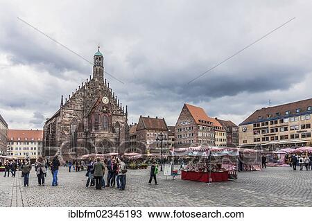 Stock Image - "Frauenkirche church on Hauptmarkt square, Nuremberg, Middle Franconia, Bavaria, Germany, Europe". Fotosearch