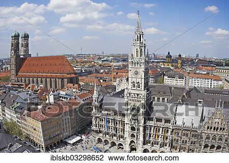 "Frauenkirche or Cathedral of Our Dear Lady, Marienplatz square and New Town Hall, city centre, Munich, Upper Bavaria, Bavaria, Germany, Europe" View Large Photo Image Stock Image - "Frauenkirche or Cathedral of Our Dear Lady, Marienplatz square and New Town Hall, city centre, Munich, Upper Bavaria, Bavaria, Germany, Europe". Fotosearch