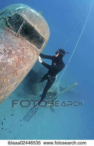 "Freediver at plane wreck Douglas DC-3 """"Dakota"""", Mediterranean Sea, Kas, Kas, Turkey, Asia" View Large Photo Image Stock Photography - "Freediver at plane wreck Douglas DC-3 """"Dakota"""", Mediterranean Sea, Kas, Kas, Turkey, Asia". Fotosearch