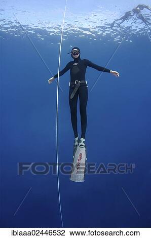 Stock Image - "Freediver, Mediterranean Sea, Kas, Kas, Turkey, Asia". Fotosearch