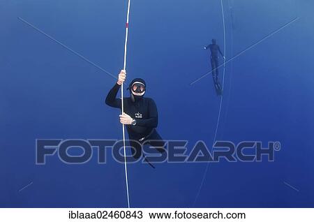 Stock Image - "Freediver, Mediterranean Sea, Kash, Turkey, Asia". Fotosearch