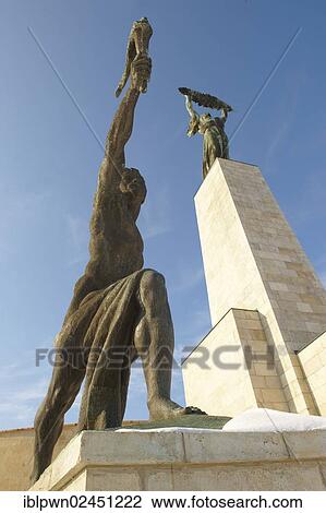 Stock Image - "Freedom statues, Citadella, Szabadsag Szobor, Budapest, Hungary, Europe". Fotosearch
