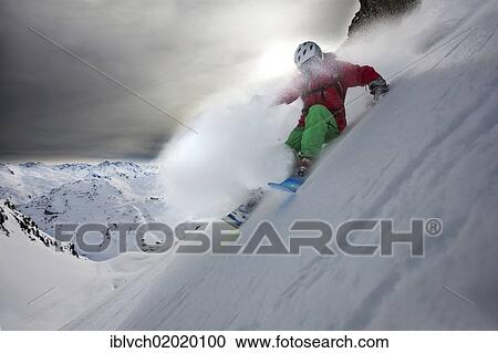 Stock Image - "Freerider, skier, snowy landscape, northern Tyrol, Austria, Europe". Fotosearch