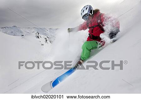 Stock Image - "Freerider, skier, snowy landscape, northern Tyrol, Austria, Europe". Fotosearch