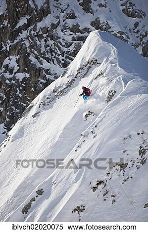 Stock Photography - "Freerider, skier, snowy landscape, Arlberg mountain range, North Tyrol, Austria, Europe". Fotosearch
