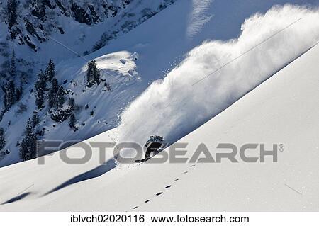 Stock Photograph - "Freerider snowboarding, snowy landscape, northern Tyrol, Austria, Europe". Fotosearch