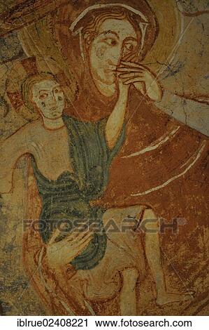Stock Image - "Fresco from the 11th century in the Romanesque Abbey Church of Saint Savin, Saint-Savin, Departement Vienne, Poitou-Charentes, France, Europe". Fotosearch