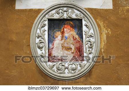 "Fresco of Saint Mary on the wall of an old farmhouse, Berchtesgaden, Berchtesgadener Land District, Upper Bavaria, Bavaria, Germany, Europe" View Large Photo Image Stock Photo - "Fresco of Saint Mary on the wall of an old farmhouse, Berchtesgaden, Berchtesgadener Land District, Upper Bavaria, Bavaria, Germany, Europe". Fotosearch