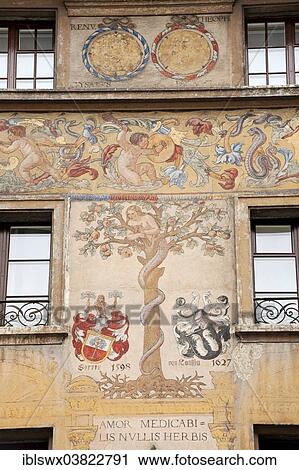 "Fresco on the facade of a building on Weinmarkt square, historic town centre of Lucerne, Canton of Lucerne, Switzerland, Europe" View Large Photo Image Stock Image - "Fresco on the facade of a building on Weinmarkt square, historic town centre of Lucerne, Canton of Lucerne, Switzerland, Europe". Fotosearch