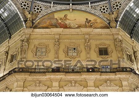"Fresco representing Africa in a lunette of the dome of Galleria Vittorio Emanuele II, opened on 15 September 1867, architect Giuseppe Mengoni, Milan, Lombardei / Lombardy, Italy, Europe" View Large Photo Image Picture - "Fresco representing Africa in a lunette of the dome of Galleria Vittorio Emanuele II, opened on 15 September 1867, architect Giuseppe Mengoni, Milan, Lombardei / Lombardy, Italy, Europe". Fotosearch
