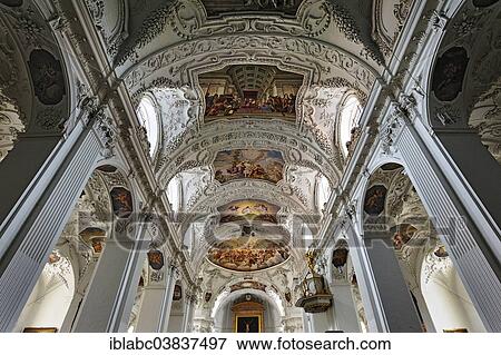 Stock Photo - "Frescoed ceiling, Parish Church of St. Quirinus, Tegernsee, Upper Bavaria, Bavaria, Germany, Europe". Fotosearch