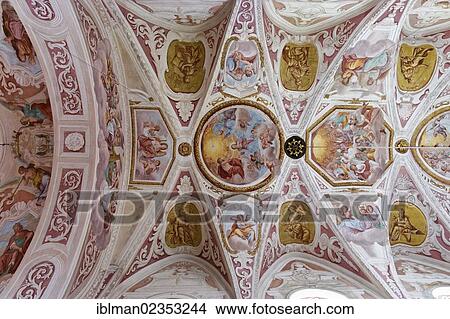"Frescoes by Giovanni Carlone, Parish Church of Mariae Himmelfahrt, Pfarrkirchen im Muehlkreis, Muehlviertel region, Upper Austria, Austria, Europe" View Large Photo Image Picture - "Frescoes by Giovanni Carlone, Parish Church of Mariae Himmelfahrt, Pfarrkirchen im Muehlkreis, Muehlviertel region, Upper Austria, Austria, Europe". Fotosearch