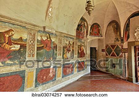 "Frescoes in the entrance corridor, Corridor d'ingresso, Monastery of St. Benedict, Subiaco Monastery or Sacro Speco, Benedictine Monastery, near Subiaco, Kloster Sacro Speco, Subiaco, Lazio, Italy, Europe" View Large Photo Image Stock Photo - "Frescoes in the entrance corridor, Corridor d'ingresso, Monastery of St. Benedict, Subiaco Monastery or Sacro Speco, Benedictine Monastery, near Subiaco, Kloster Sacro Speco, Subiaco, Lazio, Italy, Europe". Fotosearch