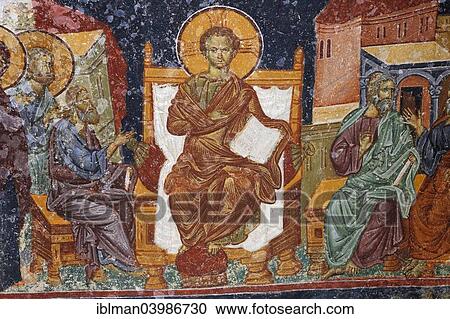Stock Image - "Frescoes in the Narthex, former Byzantine Hagia Sophia or Ayasofya monastery church, Trabzon, Black Sea coast, Black Sea Region, Turkey, Asia". Fotosearch