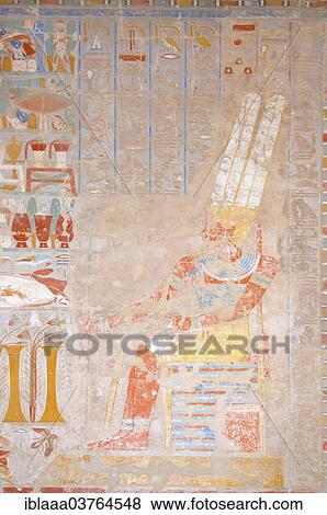 Stock Photo - "Frescoes on the walls of the temple, Mortuary Temple of Queen Hatshepsut, Luxor Temple Complex, UNESCO World Heritage site, Thebes, Luxor, Luxor Governorate, Egypt, Africa". Fotosearch