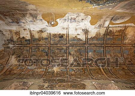 Stock Photograph - "Frescoes, wall paintings, bathhouse, desert castle Qasr Amra or Qusaie Amra, Red Palace, UNESCO World Heritage Site, Jordan, Asia". Fotosearch