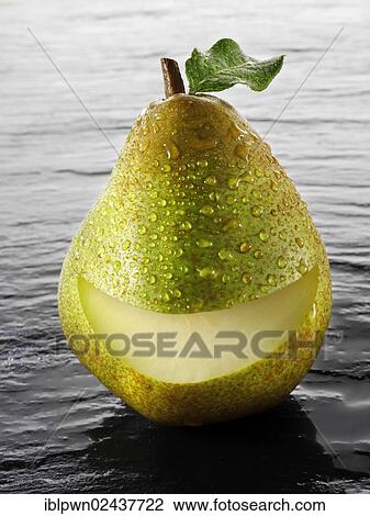 Fresh comice pear with a smile View Large Photo Image Stock Image - Fresh comice pear with a smile. Fotosearch