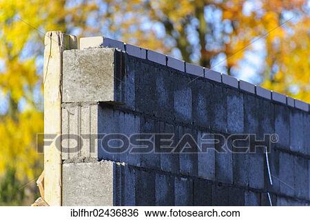 "Freshly built wall of hollow blocks, Grevenbroich, North Rhine-Westphalia, Germany, Europe" View Large Photo Image Stock Photograph - "Freshly built wall of hollow blocks, Grevenbroich, North Rhine-Westphalia, Germany, Europe". Fotosearch