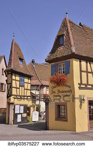 "Freudenreich"""" winery in Eguisheim, named favorite village of the French in 2013, Le Village Prefere, Eguisheim, Departement Haut-Rhin, Alsace, France, Europe" View Large Photo Image Stock Photo - "Freudenreich"""" winery in Eguisheim, named favorite village of the French in 2013, Le Village Prefere, Eguisheim, Departement Haut-Rhin, Alsace, France, Europe". Fotosearch