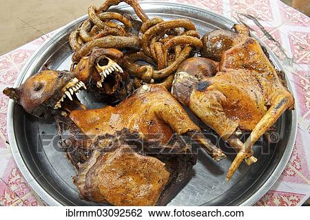 Stock Image - "Fried dog meat, Siem Reap, Siem Reap, Siem Reap Province, Cambodia, Asia". Fotosearch