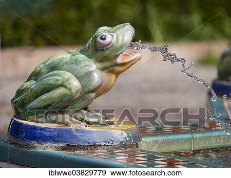 Stock Photo - "Frog, fountain figure, Plaza de Santa Maria, Tarifa, Province of Cadiz, Andalusia, Spain, Europe". Fotosearch