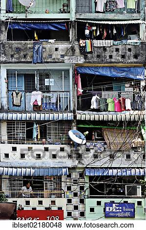 "Front of a residential apartment house in Yangon, Myanmar, Burma, Southeast Asia, Asia" View Large Photo Image Stock Photo - "Front of a residential apartment house in Yangon, Myanmar, Burma, Southeast Asia, Asia". Fotosearch