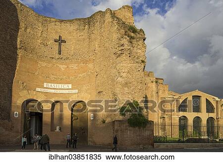 "Front of the Basilica di Santa Maria degli Angeli e dei Martiri, Rome, Lazio, Italy, Europe" View Large Photo Image Stock Photography - "Front of the Basilica di Santa Maria degli Angeli e dei Martiri, Rome, Lazio, Italy, Europe". Fotosearch
