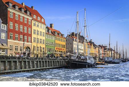 "Frozen Nyhavn canal, Copenhagen, Denmark, Europe" View Large Photo Image Stock Image - "Frozen Nyhavn canal, Copenhagen, Denmark, Europe". Fotosearch