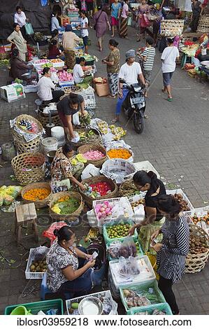 Stock Photo - "Fruit and vegetable market, Ubud, Bali, Indonesia, Asia". Fotosearch