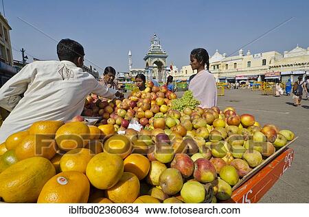 Picture - "Fruit and vegetables for sale at the local market in Mysore, India, Asia". Fotosearch