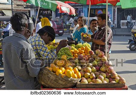 Stock Photograph - "Fruit and vegetables for sale at the local market in Mysore, India, Asia". Fotosearch