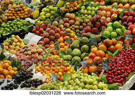 "Fruit stand, covered market, Mercat de la Boqueria, La Rambla, Barcelona, Catalonia, Spain, Europe" View Large Photo Image Stock Photograph - "Fruit stand, covered market, Mercat de la Boqueria, La Rambla, Barcelona, Catalonia, Spain, Europe". Fotosearch