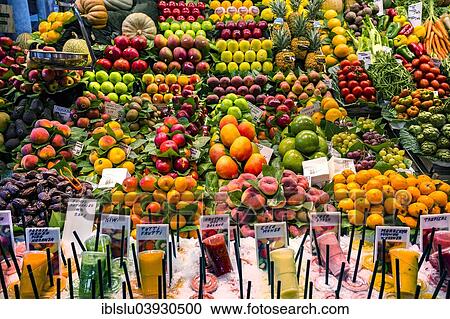 "Fruits on the market, Mercat de la Boqueria, Barcelona, ​​Barcelona province, Catalonia, Spain, Europe" View Large Photo Image Stock Image - "Fruits on the market, Mercat de la Boqueria, Barcelona, ​​Barcelona province, Catalonia, Spain, Europe". Fotosearch