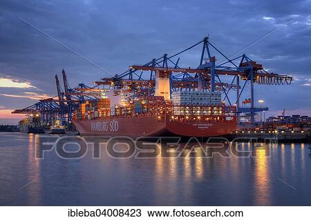 "Fully automatic unloading of container ships, Burchardkai, Hamburg, Germany, Europe" View Large Photo Image Stock Image - "Fully automatic unloading of container ships, Burchardkai, Hamburg, Germany, Europe". Fotosearch