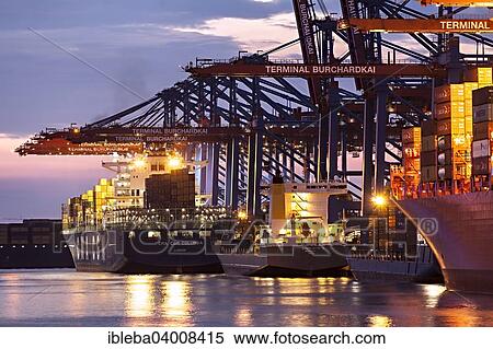 "Fully automatic unloading of container ships, Burchardkai, Hamburg, Germany, Europe" View Large Photo Image Stock Photography - "Fully automatic unloading of container ships, Burchardkai, Hamburg, Germany, Europe". Fotosearch