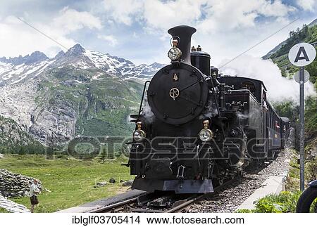 "Furka steam railway at the Furka Pass, Gletsch, Canton of Valais, Switzerland, Europe" View Large Photo Image Picture - "Furka steam railway at the Furka Pass, Gletsch, Canton of Valais, Switzerland, Europe". Fotosearch
