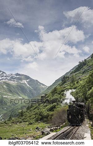 "Furka steam railway at the Furka Pass, Gletsch, Canton of Valais, Switzerland, Europe" View Large Photo Image Stock Image - "Furka steam railway at the Furka Pass, Gletsch, Canton of Valais, Switzerland, Europe". Fotosearch
