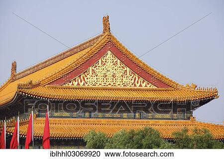 Stock Image - "Gable of a pagoda, Verbotene Stadt, Beijing, China, People's Republic of China, Asia". Fotosearch